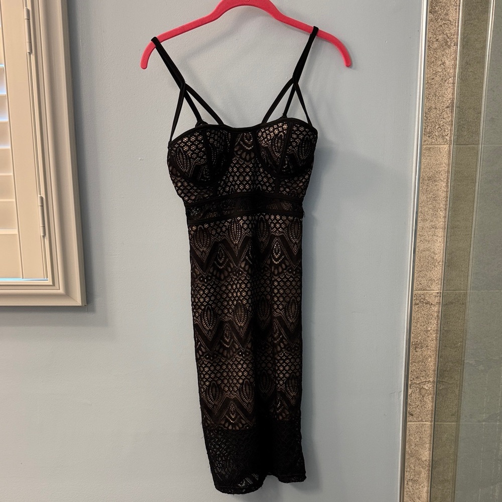 Privy Black Lace Strappy Dress